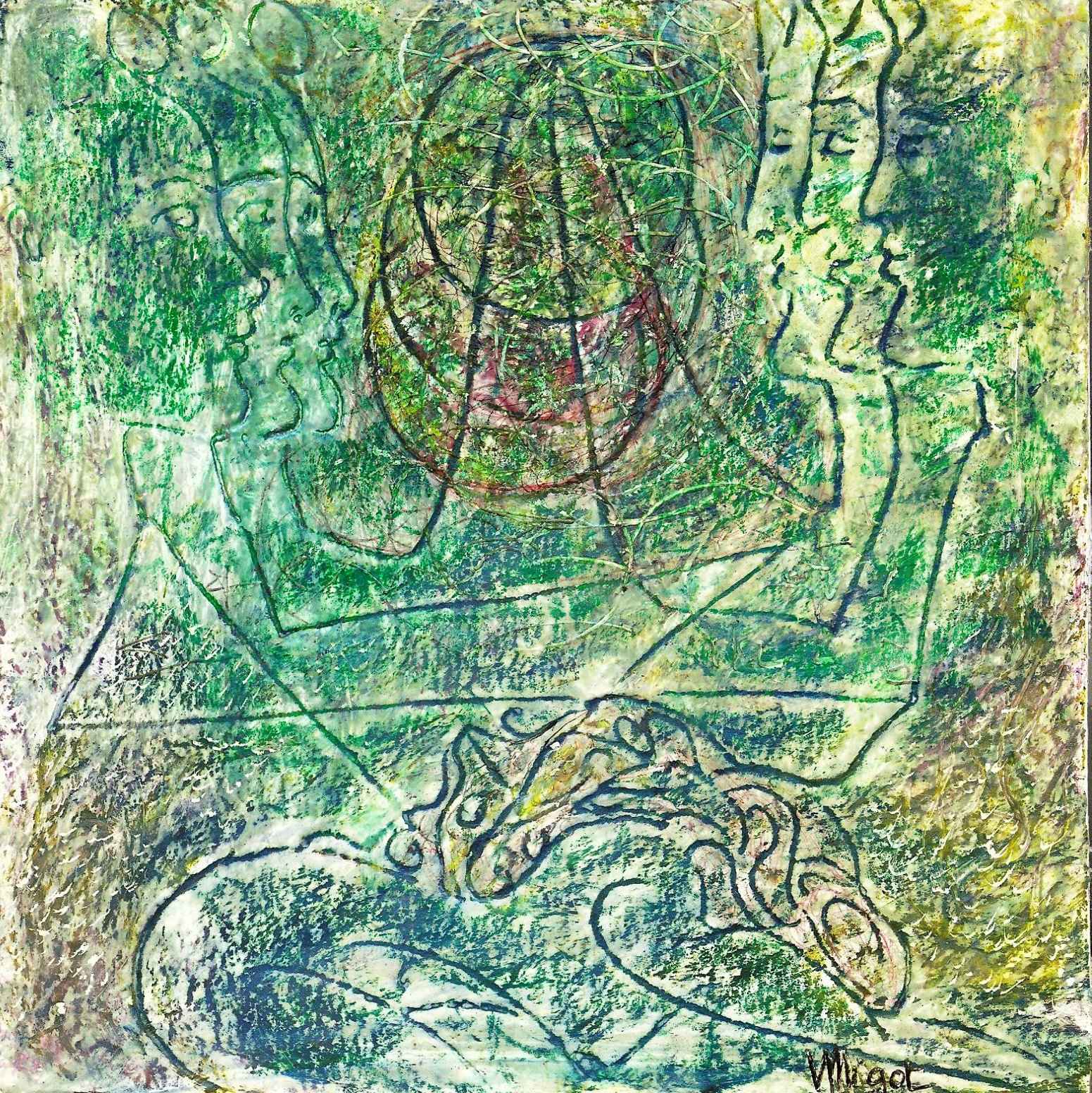 WP_(16)Cosmos 2, Technique mixte sur papier 20X20 cm