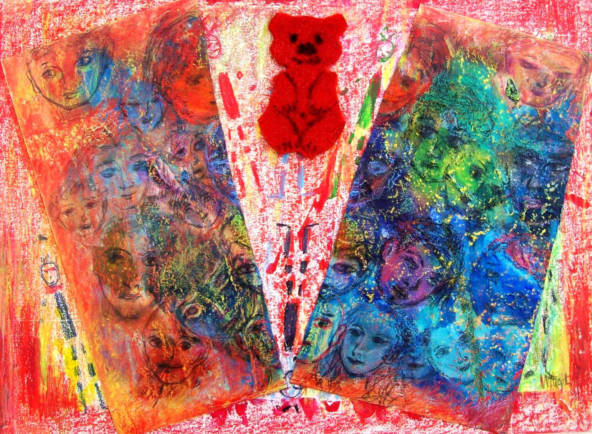 WP_Kids in the Box – Carte du Tendre (Map to Tenderness) Work on PVC and upcycled paper board 34 X 47cm Mixed Media