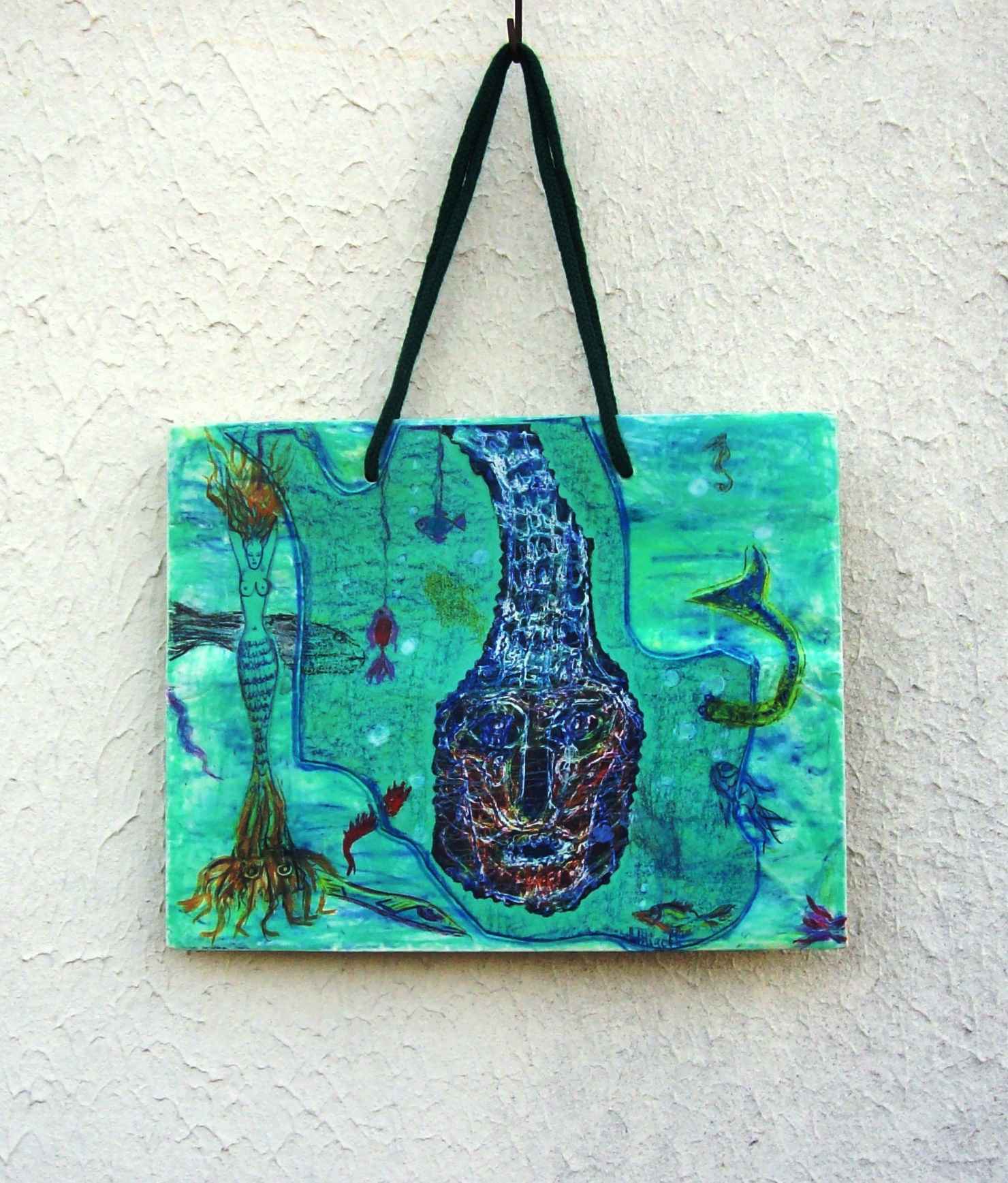 WP_Kids in the box – In and Out – work on upcycled paper bag 18,5 X 23,5 cm Mixed Media – Copie