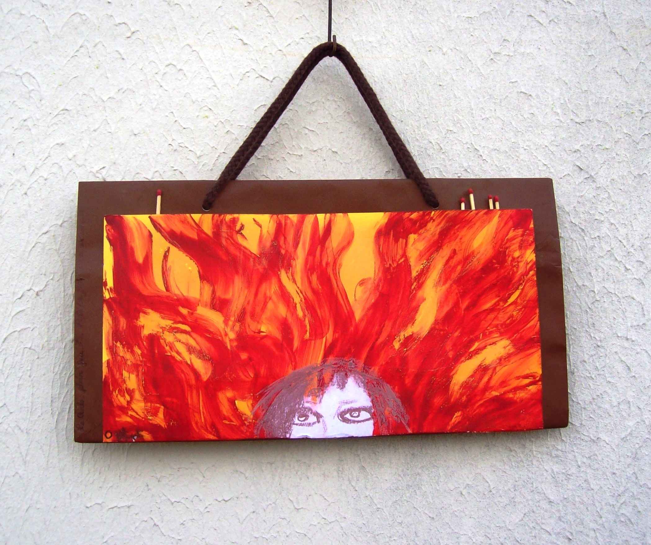 WP_Kids in the box Little Match Girl (La Petite Fille aux allumettes)- work on upcycled paper bag 18X34 cm Mixed Media