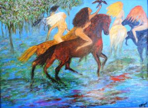 Parfum du Soleil Rouge, Huile sur toile, 61x82 cm