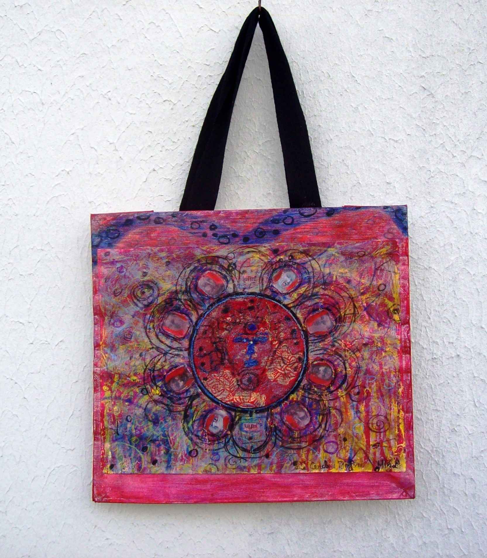 WP_Witchcraft – Cercle Infini -oeuvre sur sac papier recyclé (work on upcycling bag)- Mixed media on paper 31 X 34 cm