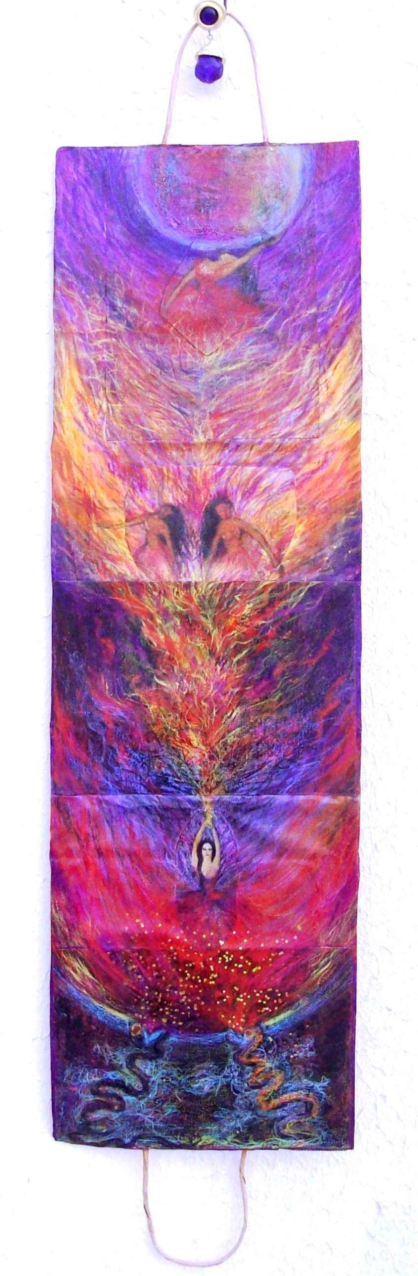 WP_Witchcraft – Filles du feu (Fire’s daughters – oeuvre sur carton recyclé ( work on upcycling paper board) 71 X 21,5 cm Mixed Media