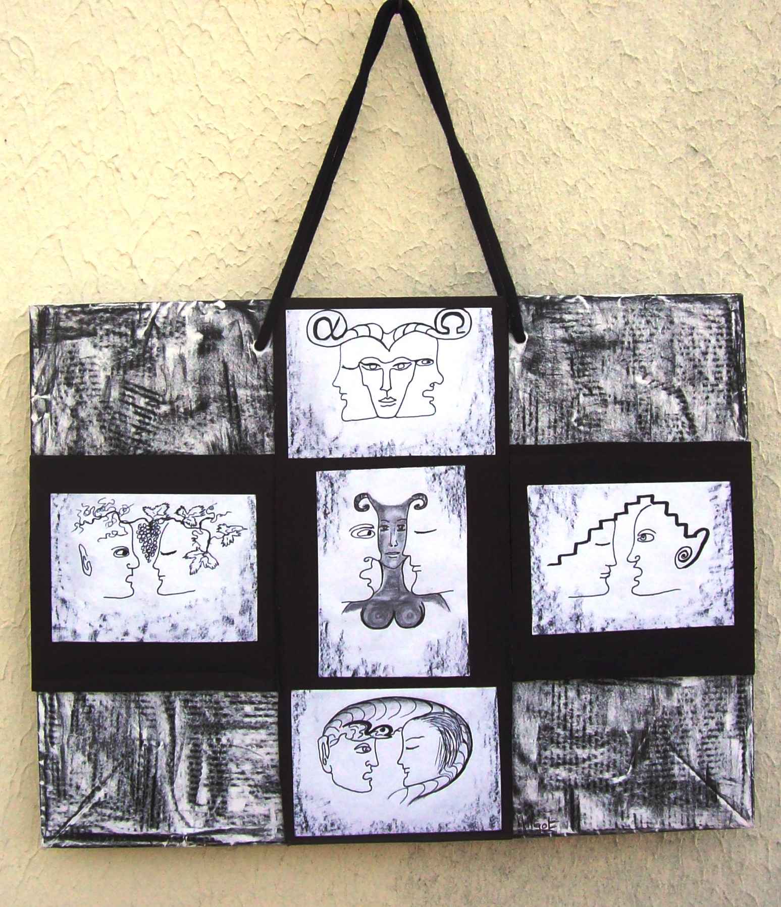 WP_Witchcraft – Guerre et Paix (War and Peace) – oeuvre sur sac papier recyclé (work on upcycling bag) 31,5 X 42 cm Mixed Media
