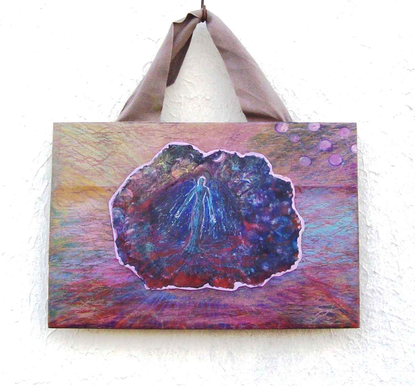 WP_Witchcraft – Guide – oeuvre sur sac papier recyclé (work on upcycling bag) 18 X 27 cm Mixed Media
