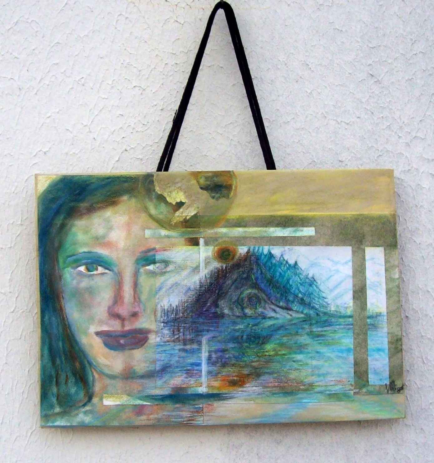 WP_Witchcraft – Heure Magique à la Colline du Loup (Witching Hour at the Wolf Hill) – (work on upcycling bag) 29X42 cm