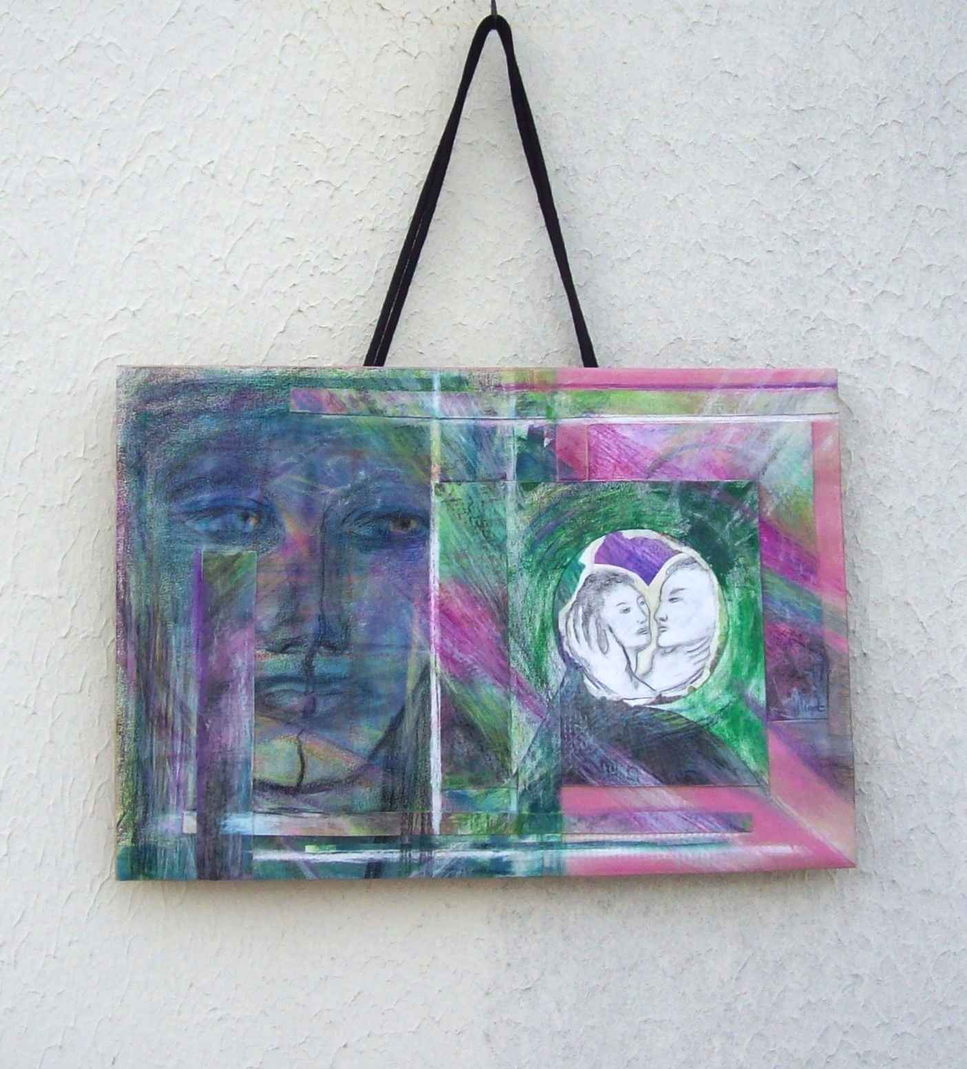 WP_Witchcraft – Heure Magique au creux de l&rsquo;espace-temps (Witching Hour in the hollow of Space-Time) work on upcycling bag 29X42 cm Mixed Media