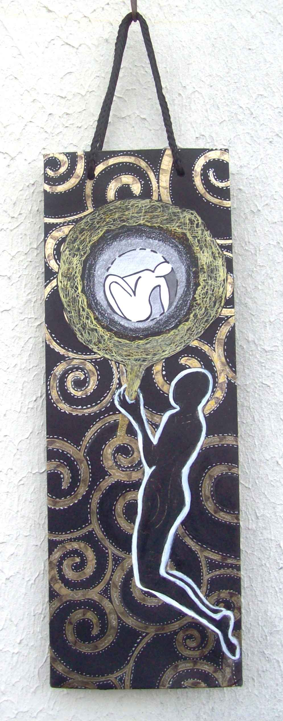 WP_Witchcraft – Hommage – oeuvre sur sac papier recyclé (work on upcycling bag) 36 X 12,5 cm Technique Mixte