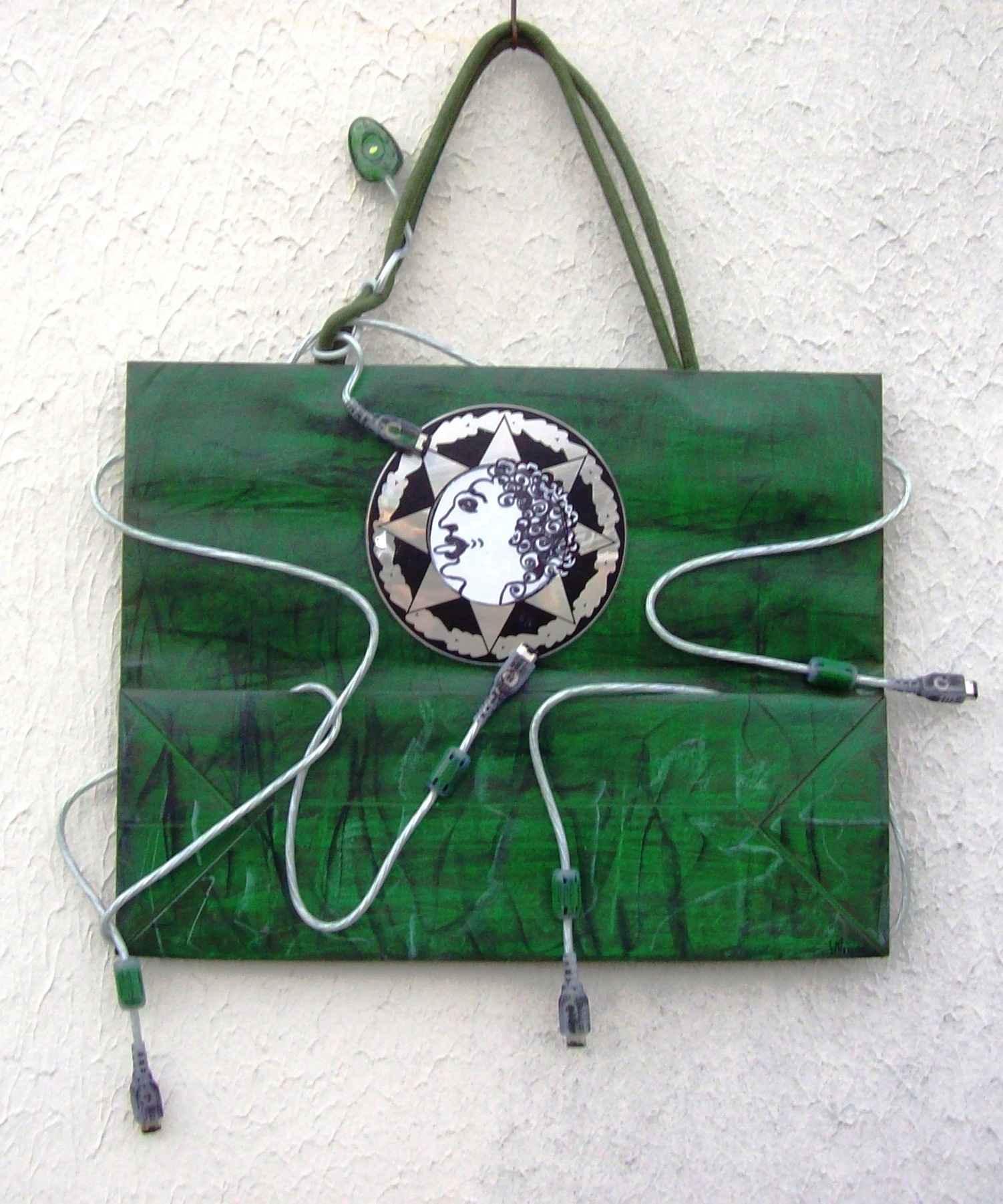 WP_Witchcraft – Mage Electrique (Electrical Wizard) – oeuvre sur sac papier recyclé (work on upcycling bag) 27 X 34,5 cm Mixed Media