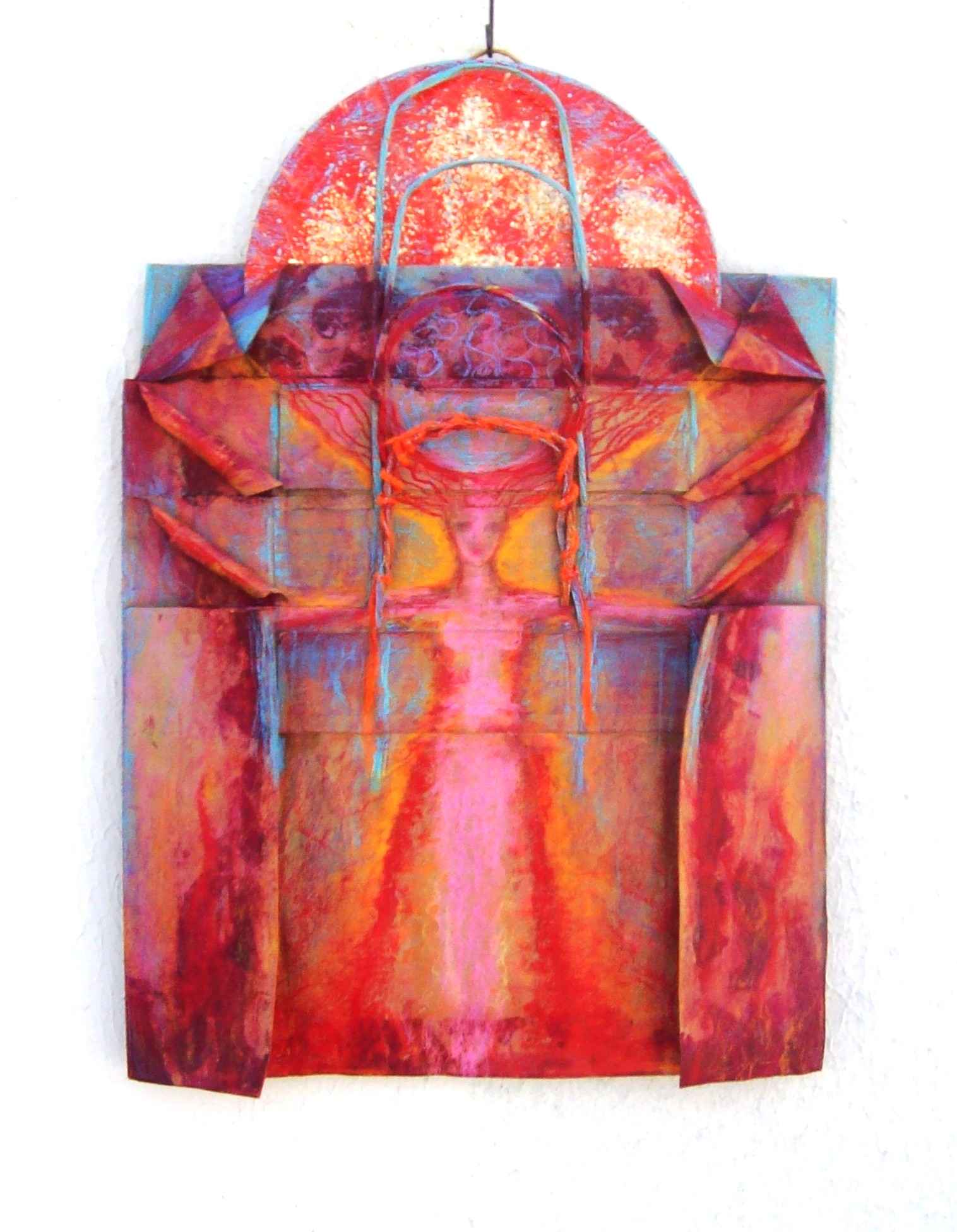 WP_Witchcraft – Notre Dame de Paris 15 avril 2019 (fermé) -oeuvre sur sacs papiers recyclés (work on upcycling bags)- Mixed media 50 X 34,5 cm