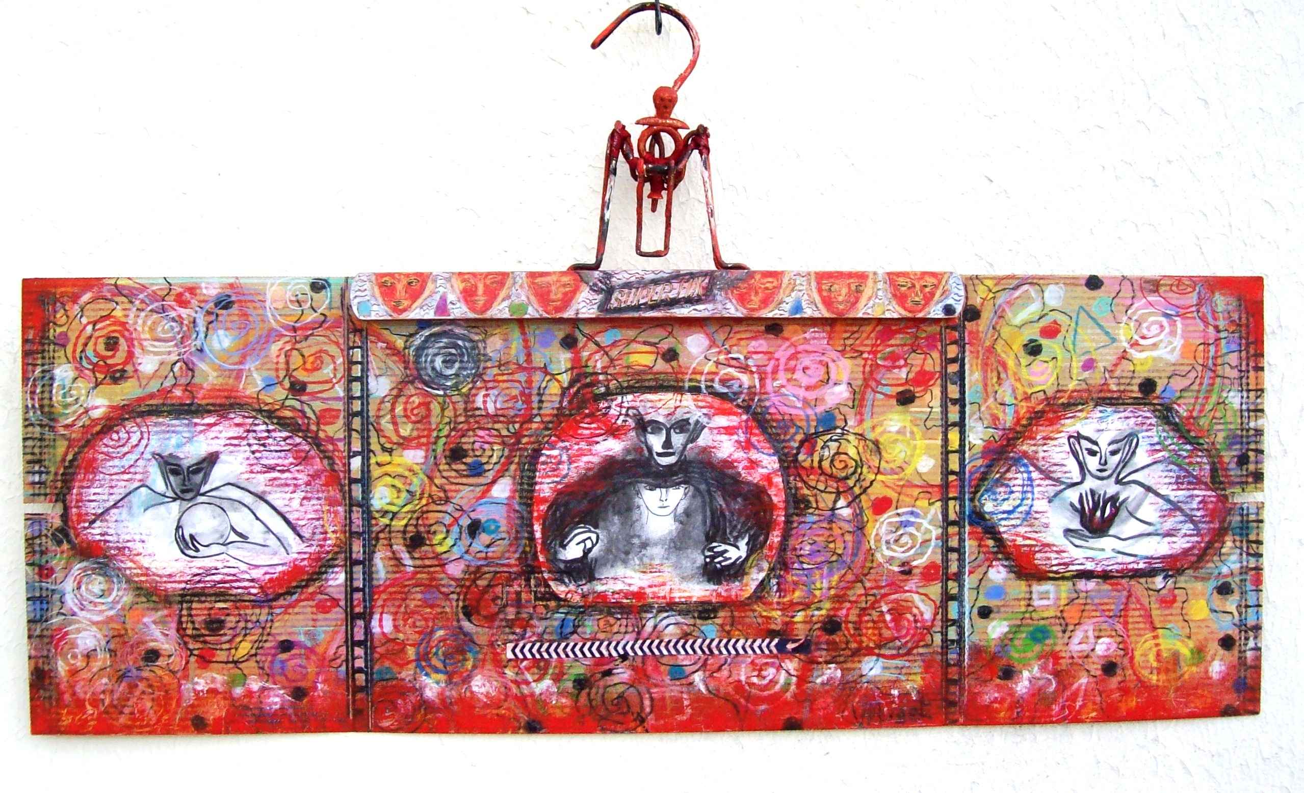 WP_Witchcraft – Opus Magnus – oeuvre sur carton recyclé (work on upcycling paper board) 24 X 66 cm Mixed Media
